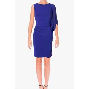Lauren Ralph Lauren Women's Size 16 Dress Crepe One Shoulder Purple Blue